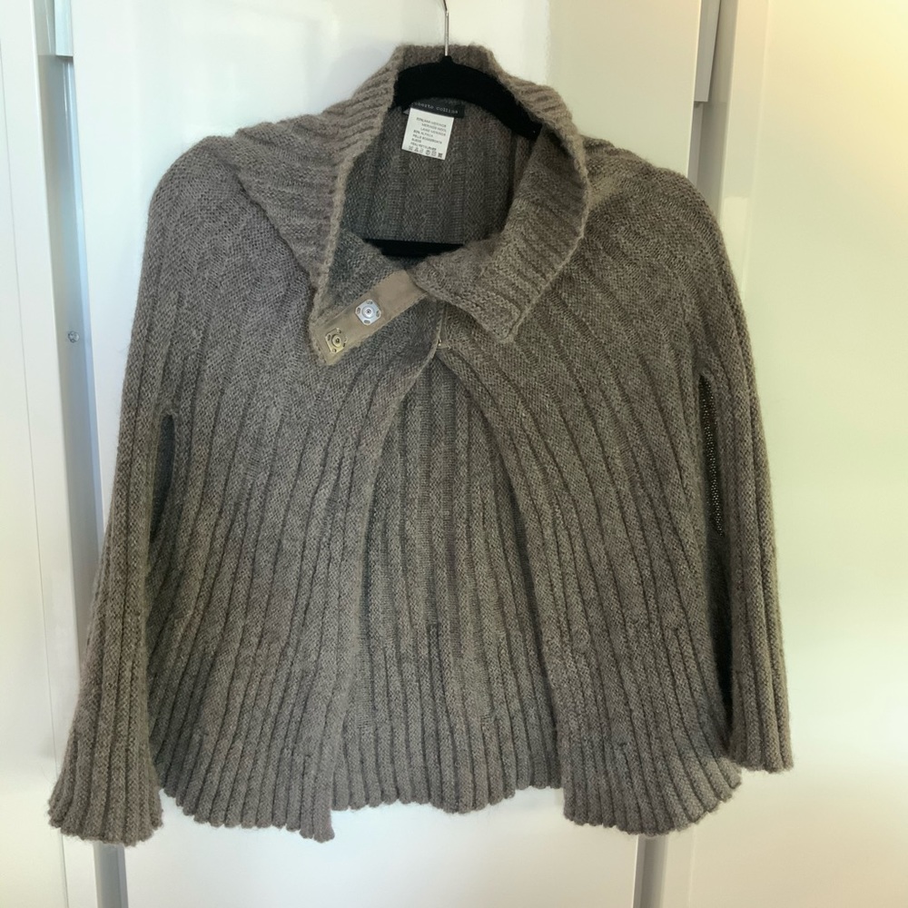 Alpaca & wool cable sweater poncho cape